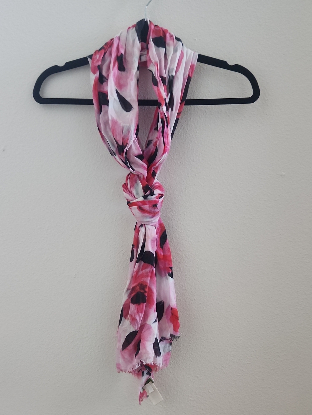 kate spade Viscose Oblong Pink, Black & White Floral Lightweight Scarf